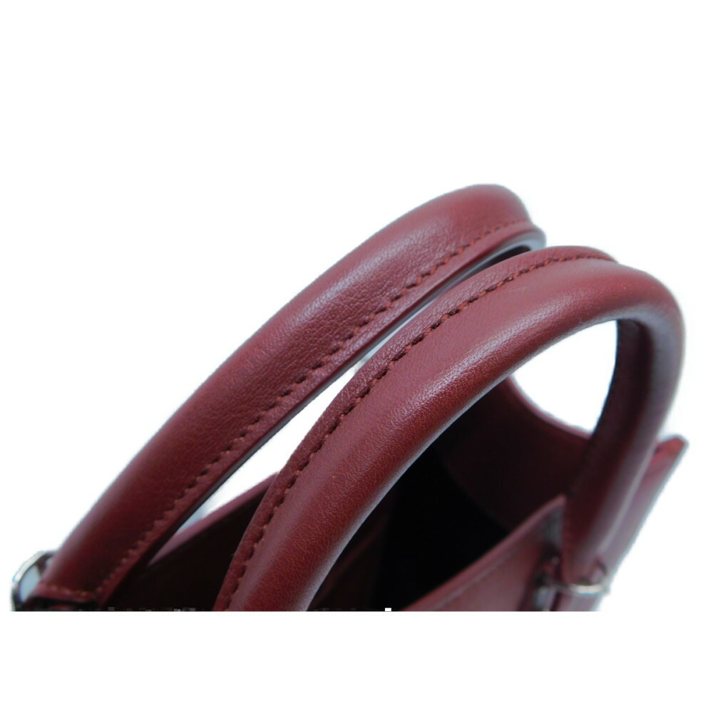 BALENCIAGA Paper Handbag Mirror Shoulder Strap Leather Brown Maroon Compact - Picture 6 of 7